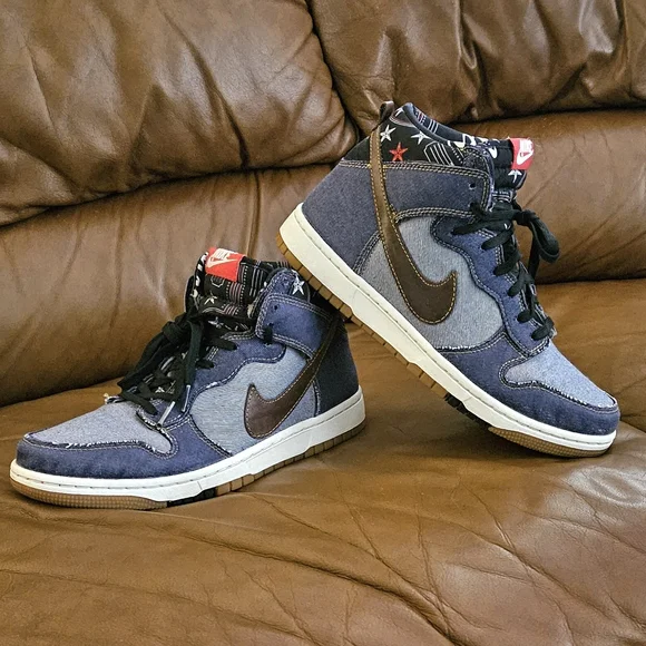 Men's Nike Dunk High CMFT Denim Multicolor Size 8 (EXCELLENT CONDITION) - Picture 7 of 14